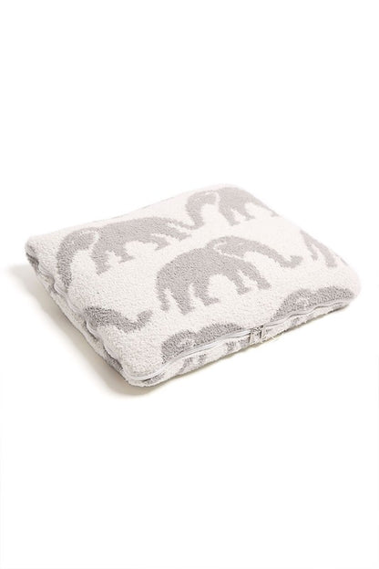 2 In 1 Elephant Print Throw Blanket & Pillow