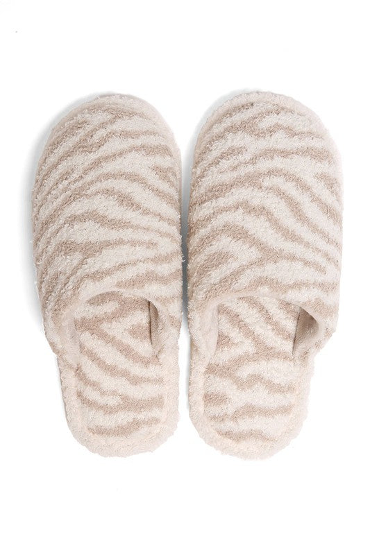 Winter Luxury Soft Zebra Pattern Slipper