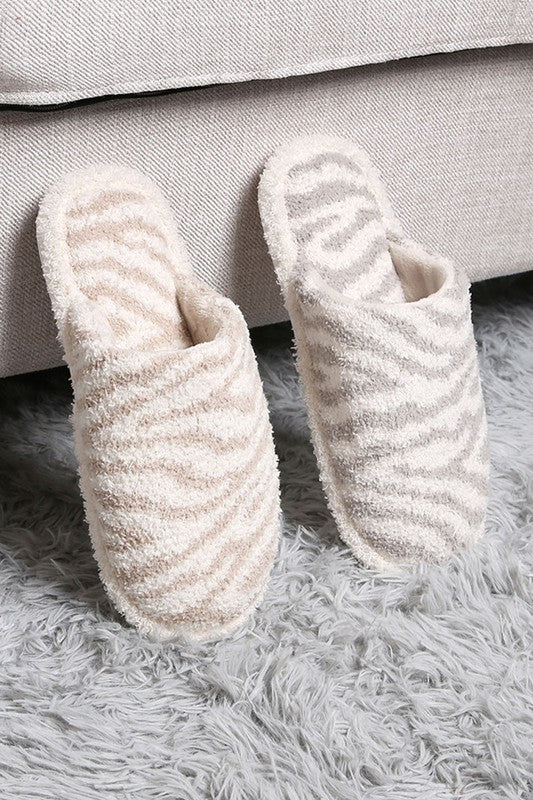 Winter Luxury Soft Zebra Pattern Slipper