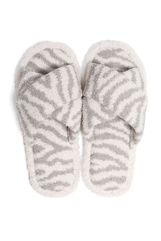 Luxury Soft Crossover Zebra Pattern Slipper