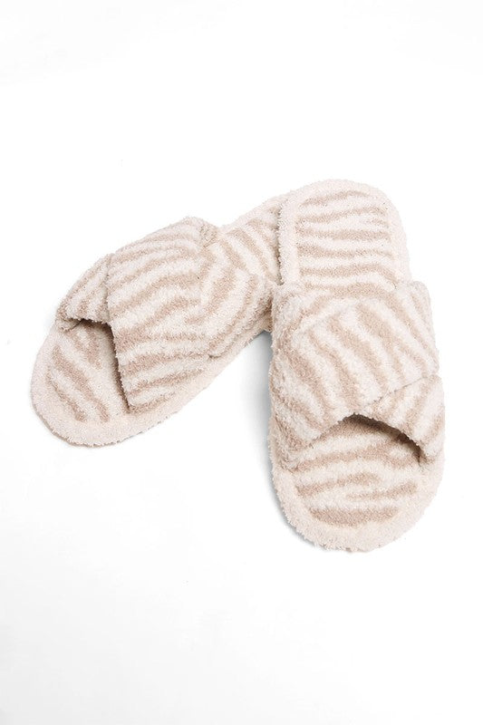 Luxury Soft Crossover Zebra Pattern Slipper