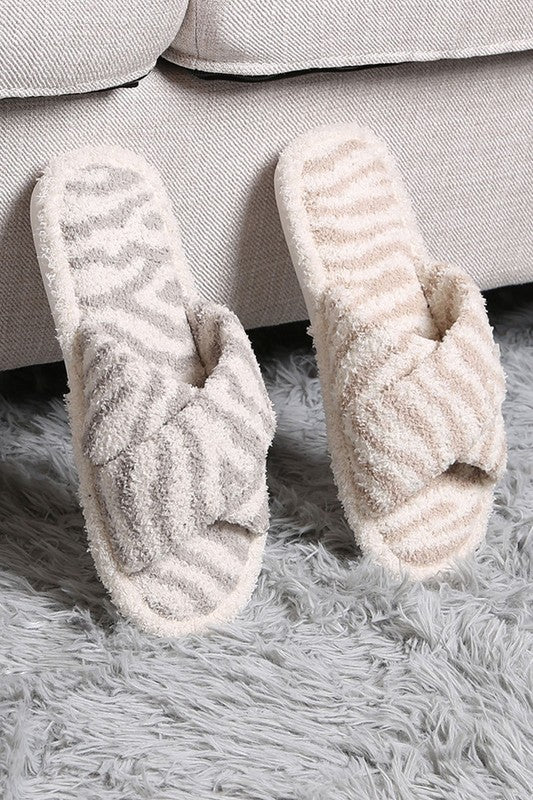 Luxury Soft Crossover Zebra Pattern Slipper