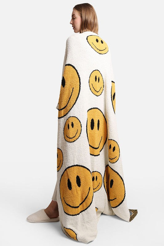 Happy Face Pattern Luxury Soft Throw Blanket