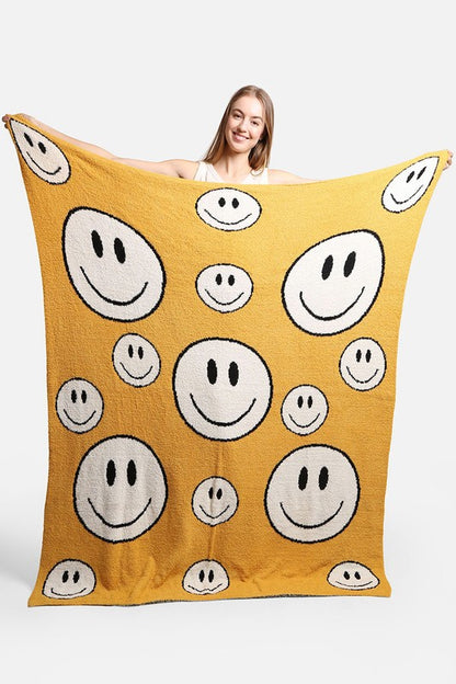 Happy Face Pattern Luxury Soft Throw Blanket