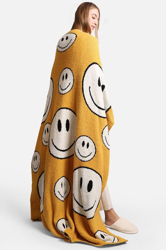 Happy Face Pattern Luxury Soft Throw Blanket