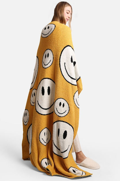 Happy Face Pattern Luxury Soft Throw Blanket