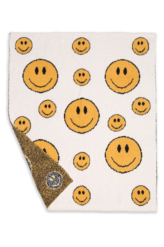 Happy Face Pattern Luxury Soft Throw Blanket