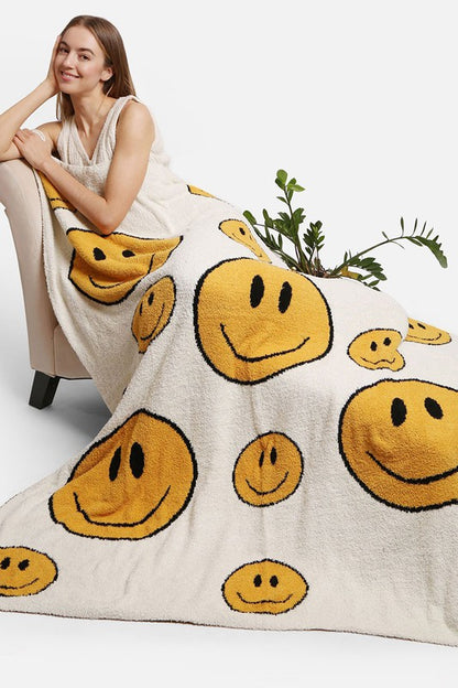 Happy Face Pattern Luxury Soft Throw Blanket