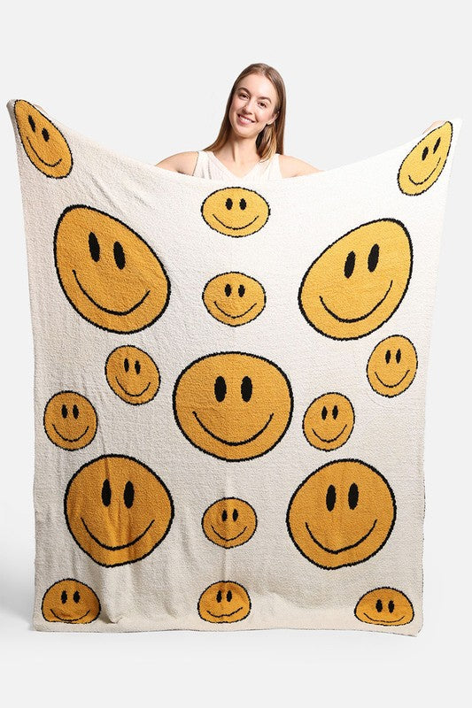 Happy Face Pattern Luxury Soft Throw Blanket