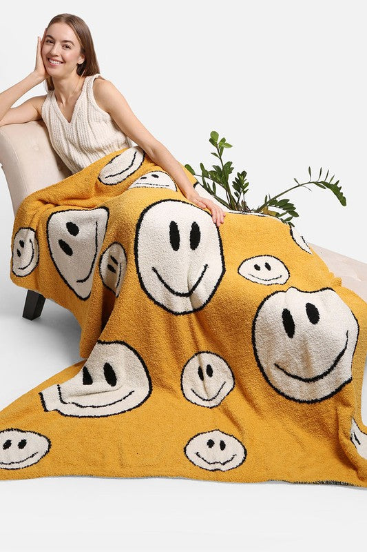 Happy Face Pattern Luxury Soft Throw Blanket