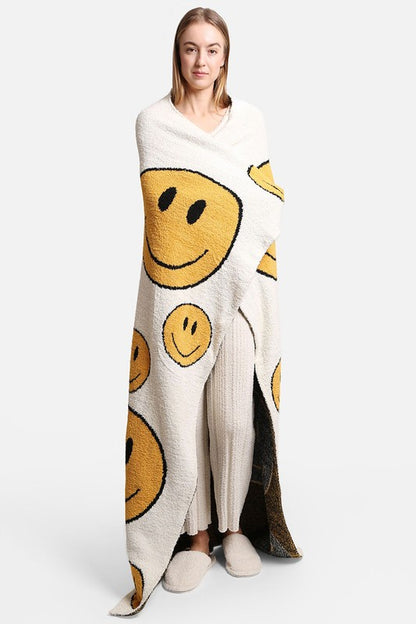 Happy Face Pattern Luxury Soft Throw Blanket