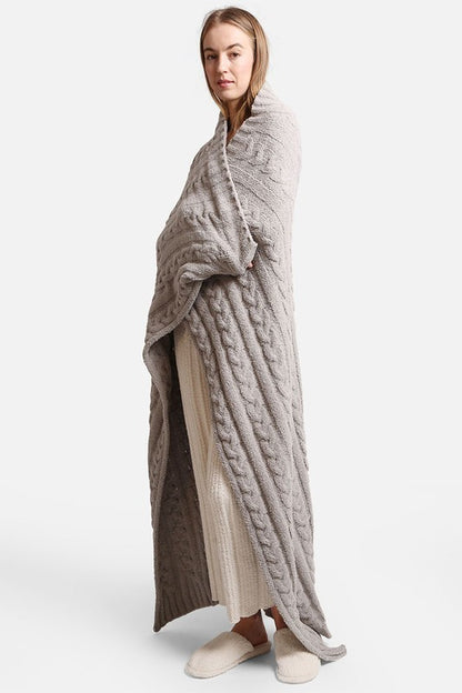 Braided Cable Knit Luxury Soft Throw Blanket