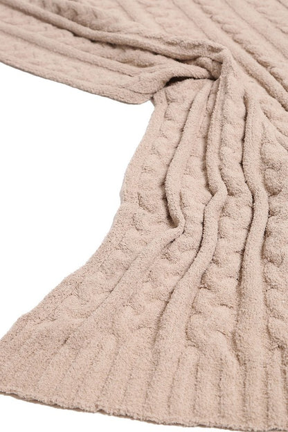 Braided Cable Knit Luxury Soft Throw Blanket