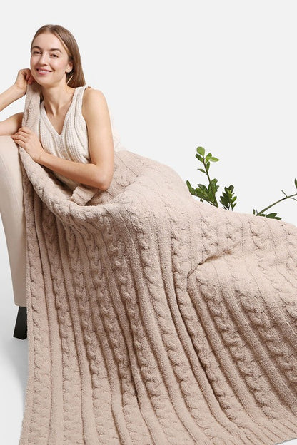 Braided Cable Knit Luxury Soft Throw Blanket