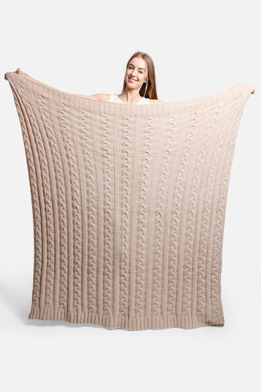 Braided Cable Knit Luxury Soft Throw Blanket