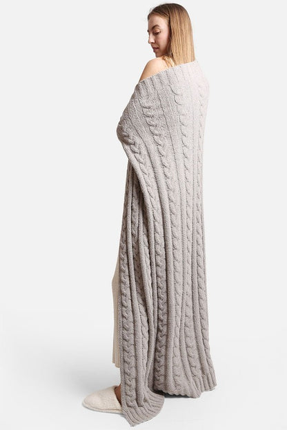 Braided Cable Knit Luxury Soft Throw Blanket