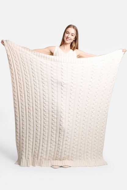 Braided Cable Knit Luxury Soft Throw Blanket