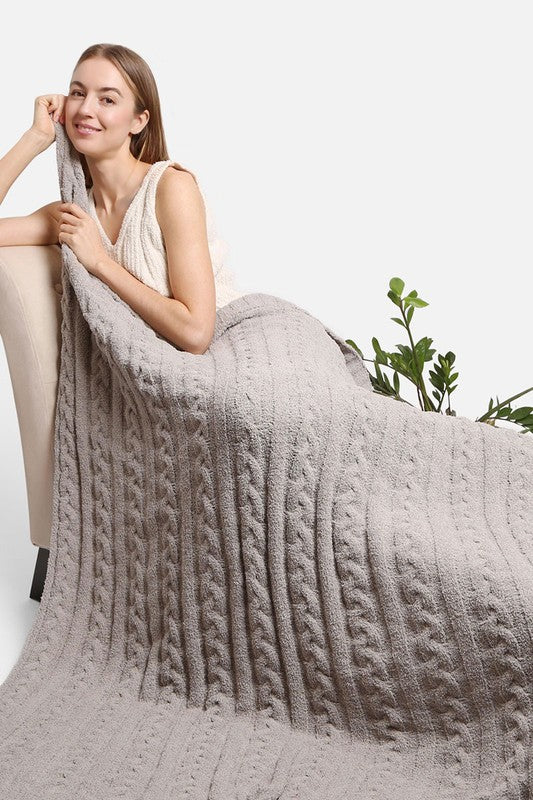 Braided Cable Knit Luxury Soft Throw Blanket