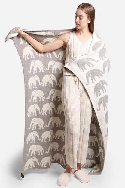 Elephant Pattern Luxury Soft Throw Blanket