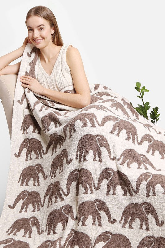 Elephant Pattern Luxury Soft Throw Blanket