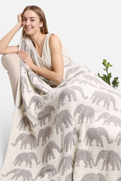 Elephant Pattern Luxury Soft Throw Blanket