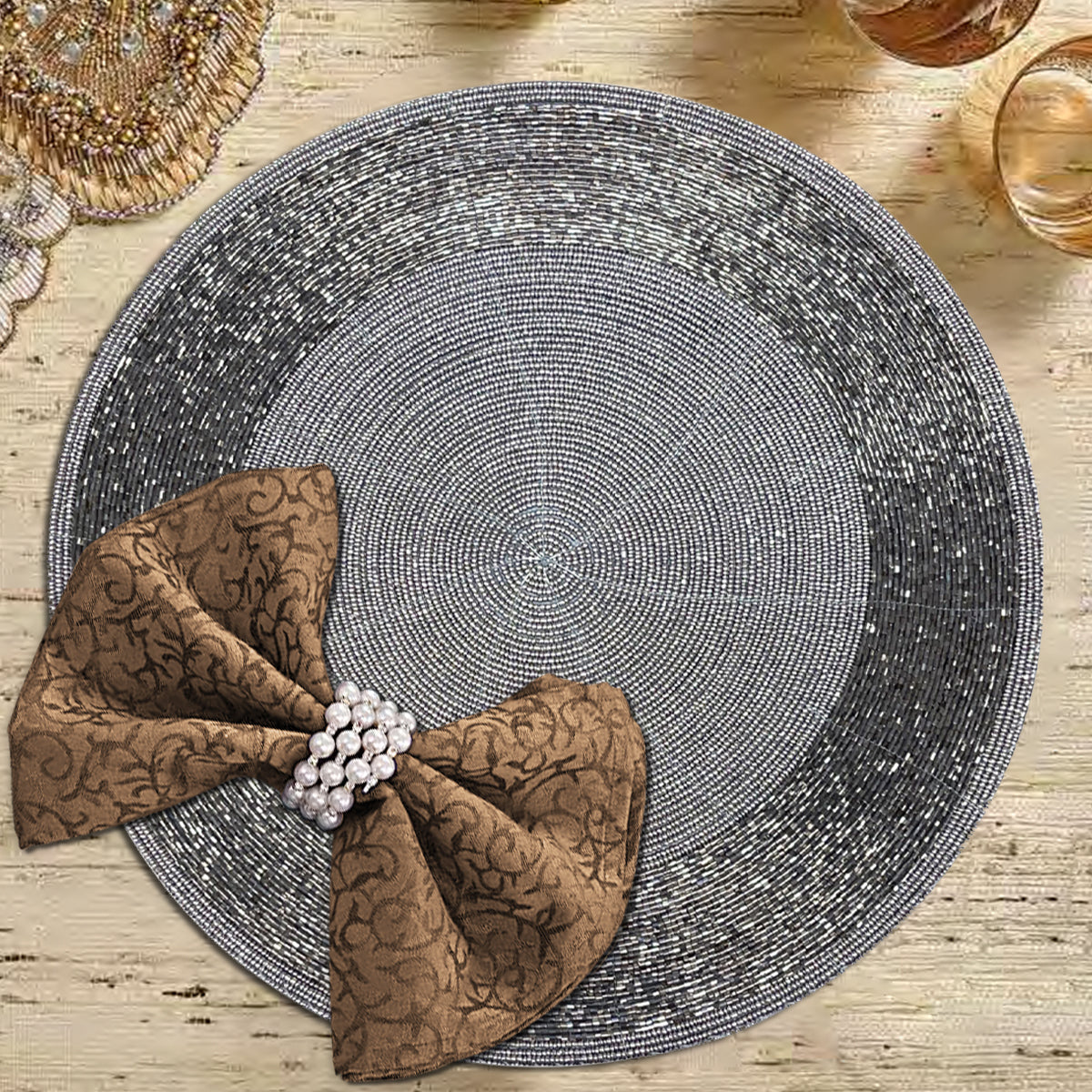 The Akeba Beaded Placemats by Decozen