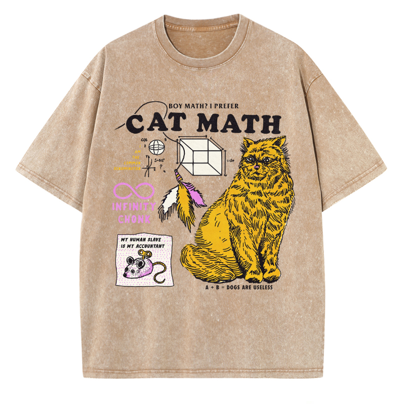 Unisex I Hate Math Tho Printed Retro Washed Short Sleeved T-Shirt by migunica