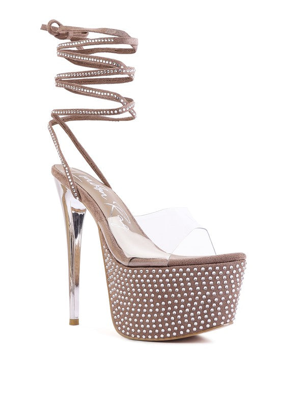 SUGAR MOM STRAPPY DIAMANTE PLATFORM HIGH HEELS