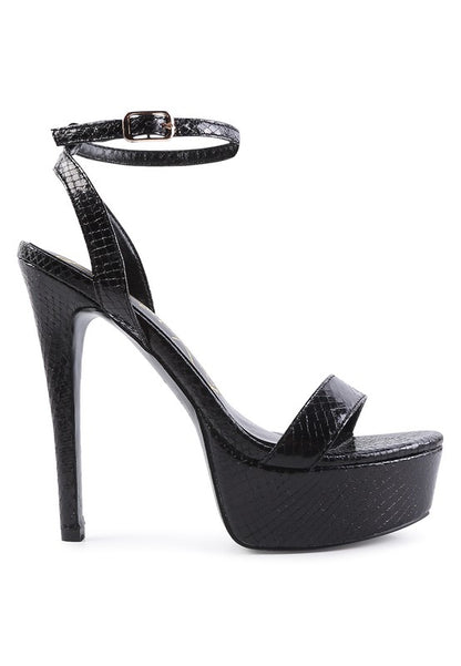 SWEETHEART CROC PLATFORM HIGH HEELED SANDALS