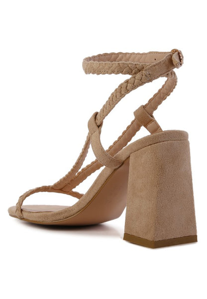 SMOOSH BRAIDED BLOCK HEEL SANDALS