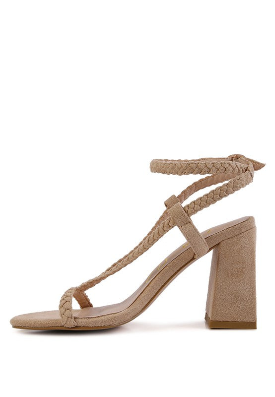 SMOOSH BRAIDED BLOCK HEEL SANDALS