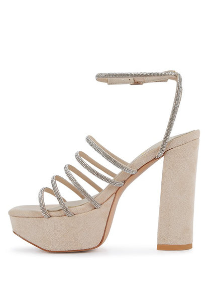 TRICKS SNAKE SKIN HIGH BLOCK HEELED SANDALS