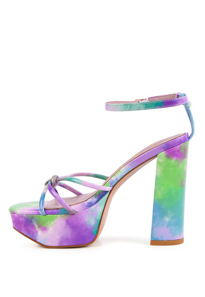 PRISMA TIE-DYE HIGH PLATFORM HEELED SANDALS