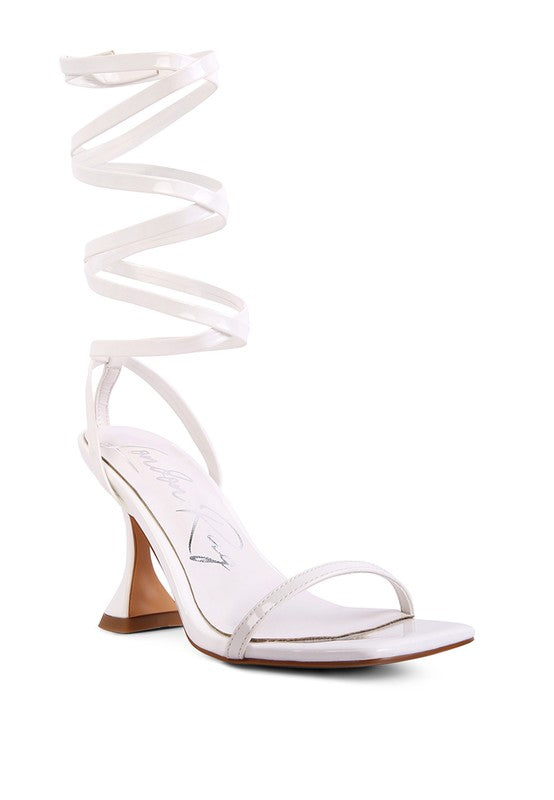 LEWK STRAPPY TIE UP SPOOL HEEL SANDALS