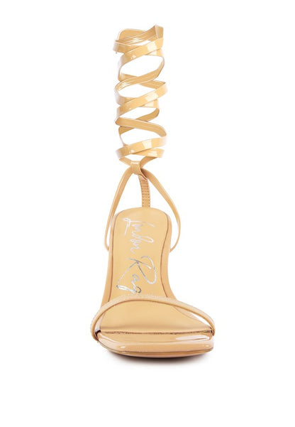 LEWK STRAPPY TIE UP SPOOL HEEL SANDALS