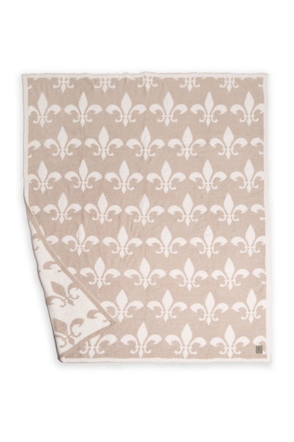 Fleur De Lis Pattern Luxury Soft Throw Blanket