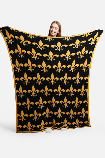 Fleur De Lis Pattern Luxury Soft Throw Blanket