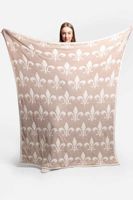 Fleur De Lis Pattern Luxury Soft Throw Blanket