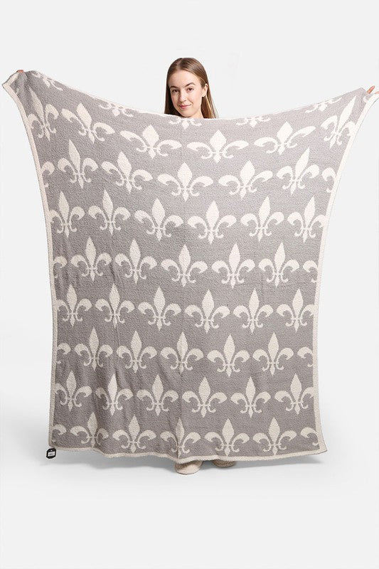 Fleur De Lis Pattern Luxury Soft Throw Blanket