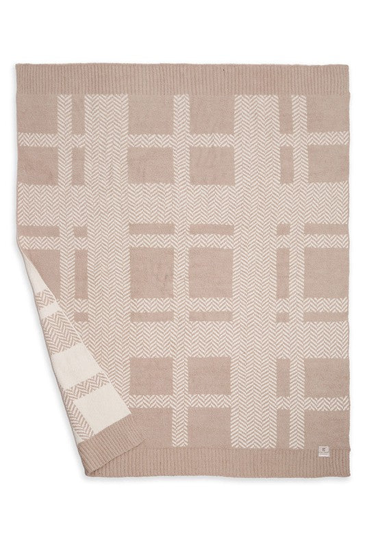 Stripe Herringbone Print Luxury Soft Throw Blanket