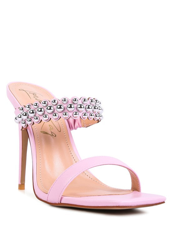 BANDY HIGH HEEL METAL BALL SANDALS