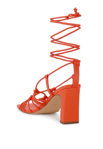 STRINGS ATTACH BRAIDED TIE UP BLOCK HEELED SANDAL