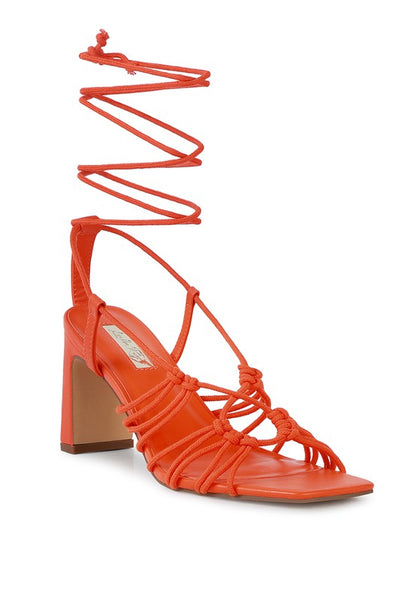 STRINGS ATTACH BRAIDED TIE UP BLOCK HEELED SANDAL