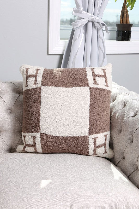 Luxury Soft H Initial Cushion Cover