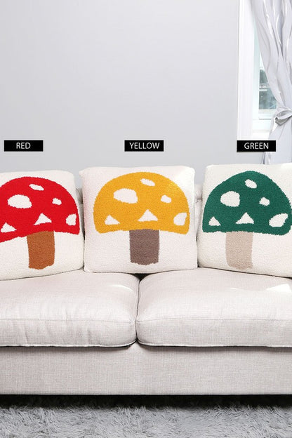 Luxury Soft Mushroom Print Cushion Cover