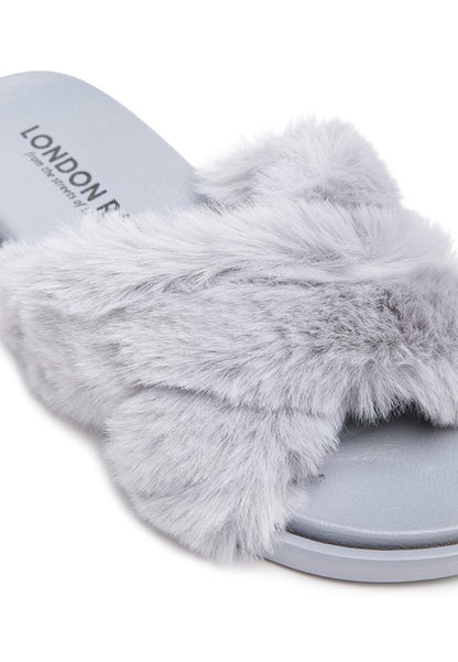 HOMEY FUR SLIP-ON FLATS