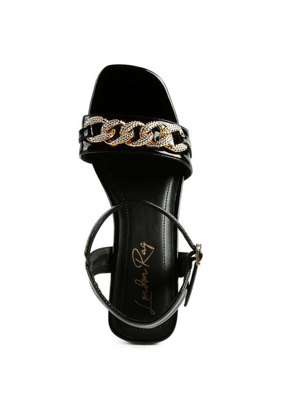 ILLUSION GEOMETRIC CUT DIAMANTE CHAIN SANDAL