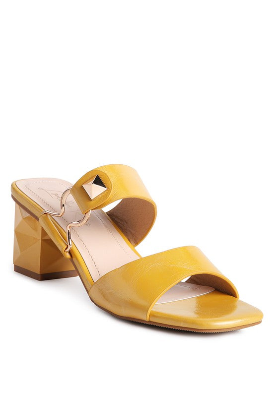 HOOKUP GEOMETRIC CUT BLOCK HEEL SLIDES