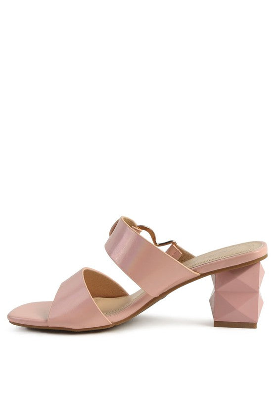 HOOKUP GEOMETRIC CUT BLOCK HEEL SLIDES