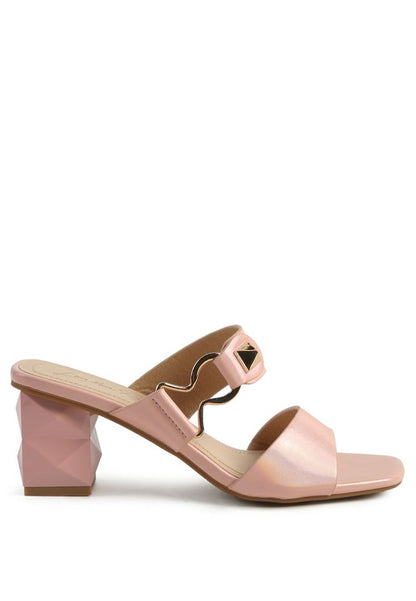 HOOKUP GEOMETRIC CUT BLOCK HEEL SLIDES